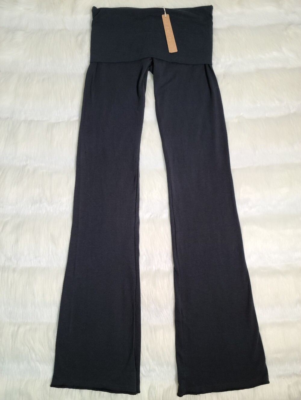 SKIMS Cotton Jersey Foldover Flare Pants Black Soot Women XS NEW